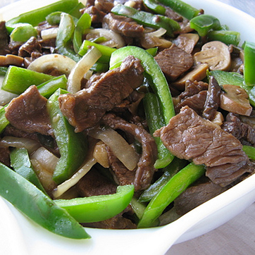 BEEF WITH GREEN PEPPERS